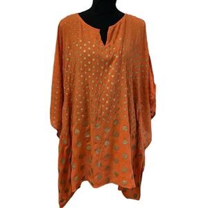 Belma Orange Pullover Poncho(Size Plus)